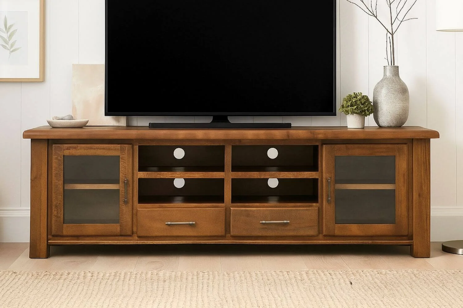 pine wood TV unit